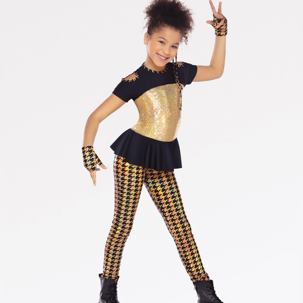 Revolution Black and Gold “Rock the Beat”Dance Outfit - Size L (Child) - EUC